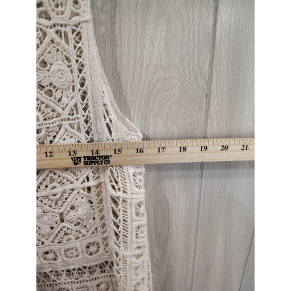 Women's New Mix Crochet Top Size Tall Large Beige Festival Beach - Picture 6 of 6